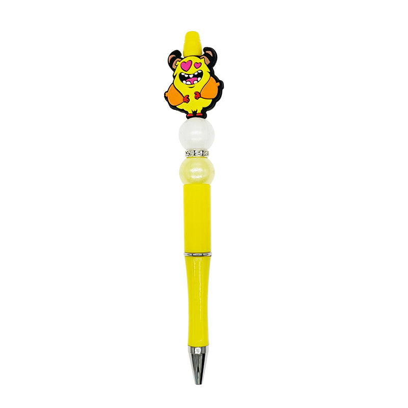 20pcs Silicone Focal Beads Yellow Monster Side Profile 3