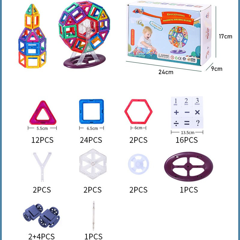 Plastic Magnetic Tiles Building Blocks Educational Toy 68pcs 5