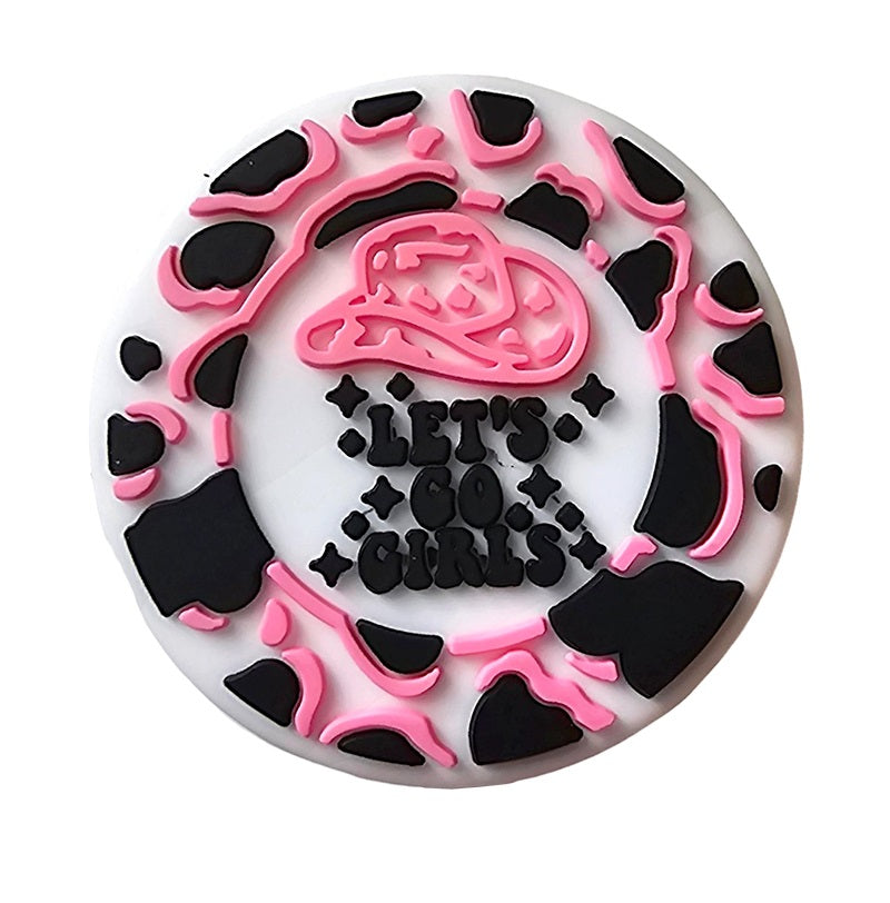 20pcs Silicone Focal Beads Lets Go Girls Hat Printed Text Design