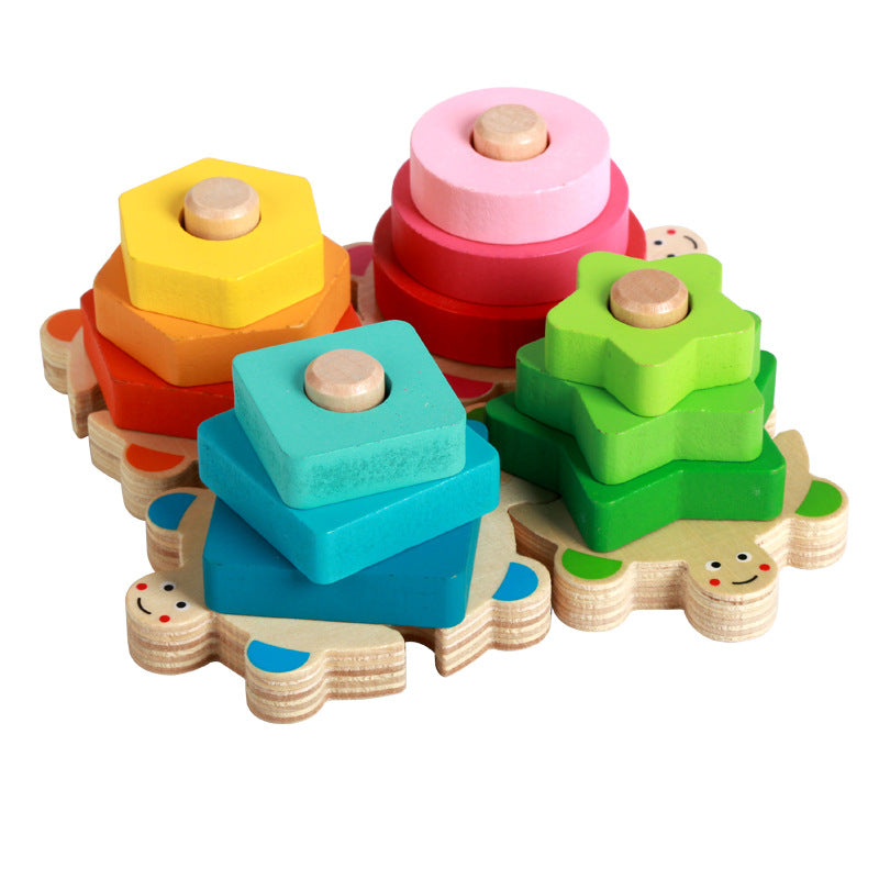 Geometric Sleeve Column Montessori Toys Wooden Building Blocks 5