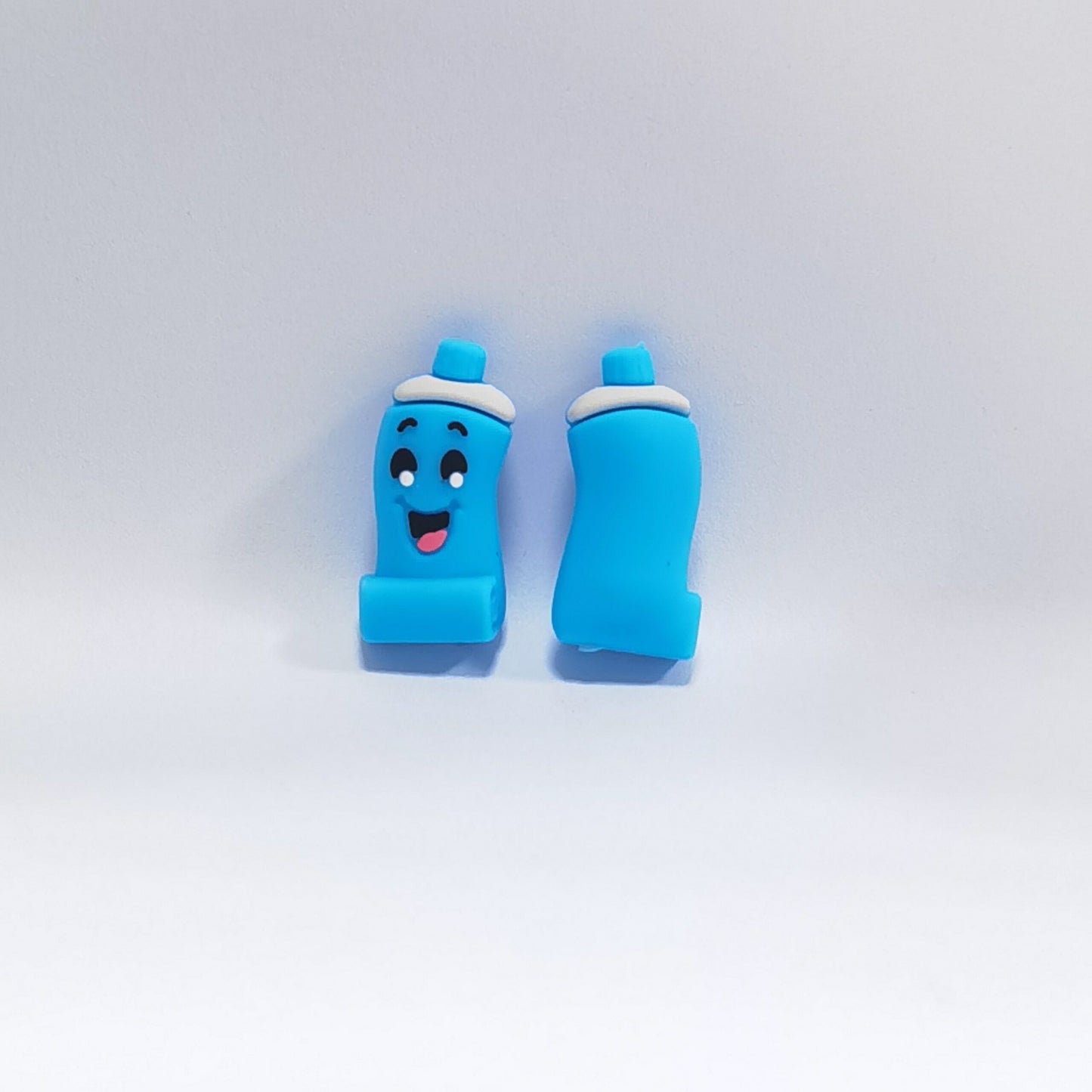 20Pcs Silicone 3D Focal Beads Blue Toothpaste Tube Smiling Face
