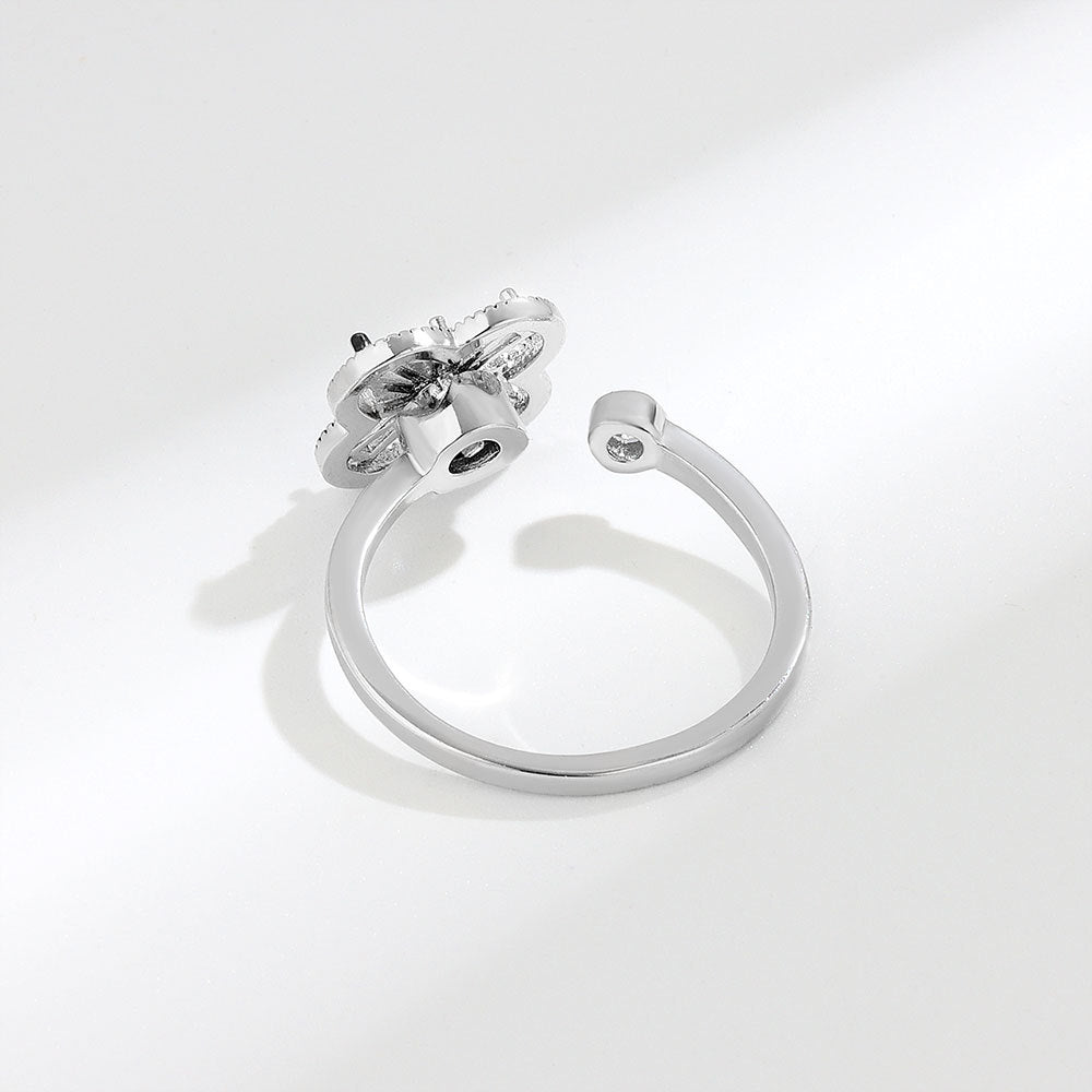 Adjustable 4 Leaf Fidget Ring Anxiety Relief for Women Spinner Ring 4