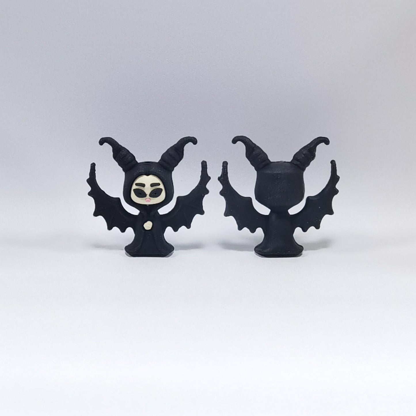 20Pcs Silicone 3D Focal Beads Black Winged Witch Front Facing