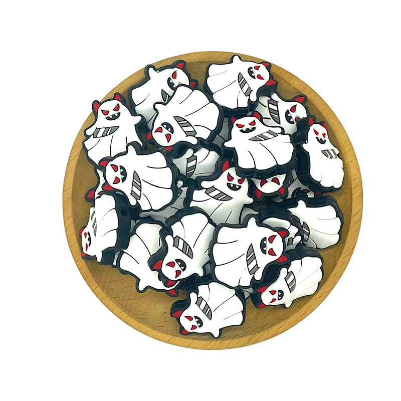 20pcs Silicone Focal Beads Halloween Knife Ghost Design 2