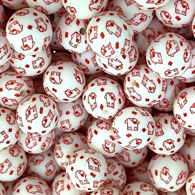 50pcs 15mm Nurses Clothing Silicone Beads Printed Design
