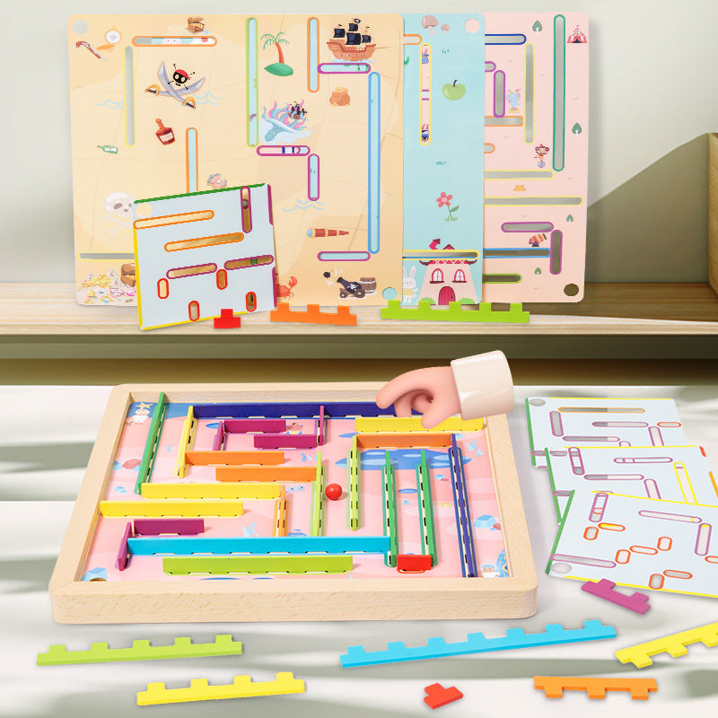Wooden Thinking Maze Montessori Toys Educational Puzzle for Kids 6