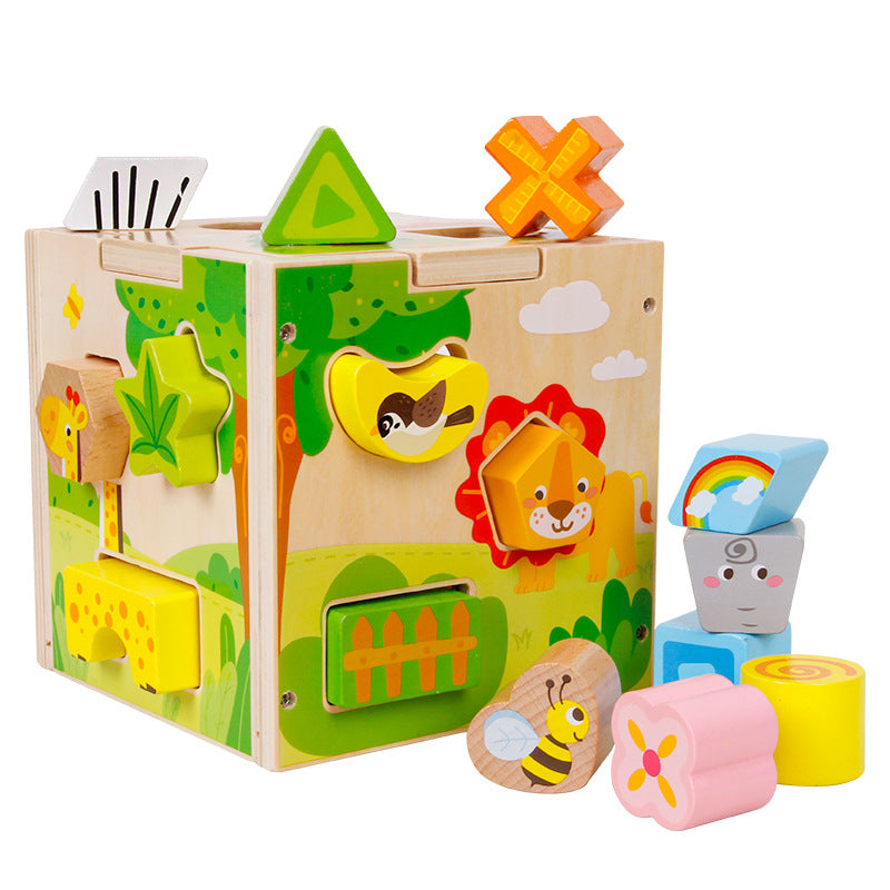 Wooden Montessori Toys Shaped Paired Building Blocks 15cm 6