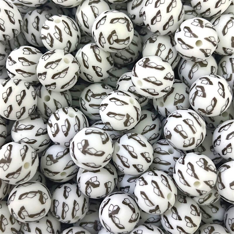 50pcs 15mm Black Book Print Silicone Beads Printed Design