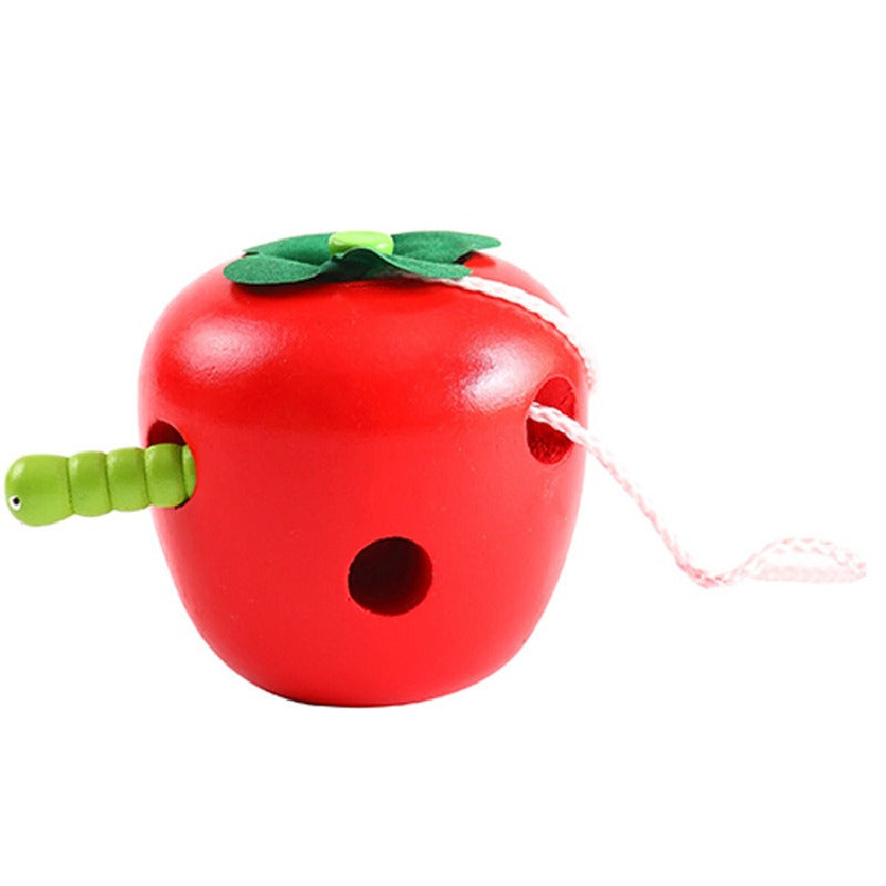 Wooden Montessori Toys Apple Threading Toy for Toddlers 5