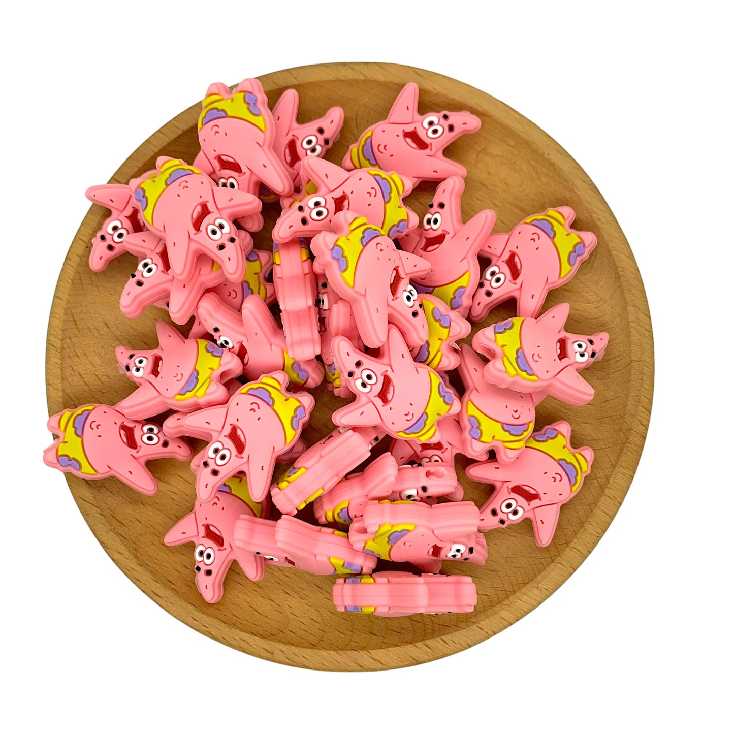 20pcs Silicone Focal Beads Pink Starfish Character Raised Detail 2