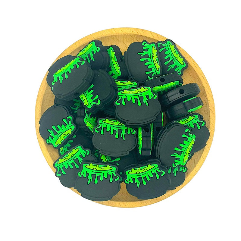 20pcs Silicone Focal Beads Halloween Poison Cauldron Design 2
