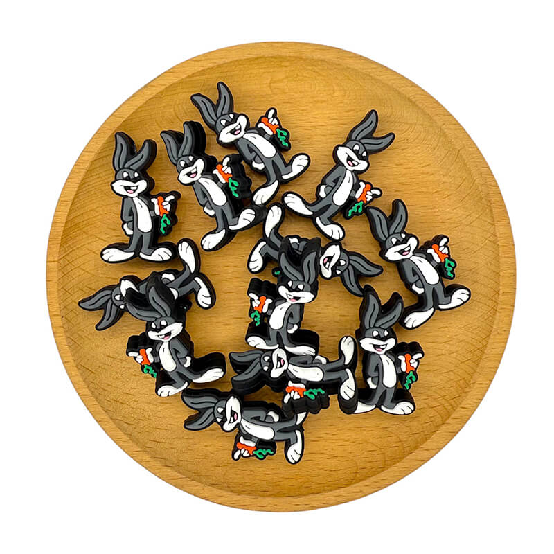 20Pcs Silicone Focal Beads Long Ear Rabbit Holding Carrot 2