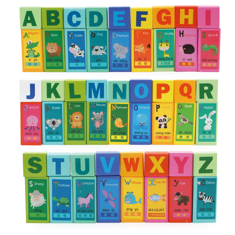 Wooden Alphanumeric Building Blocks Montessori Toys 19x20x20cm 5