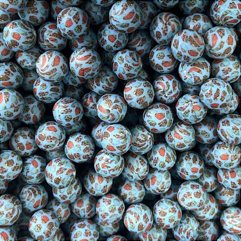50pcs 15mm Diverse Dessert Silicone Beads Printed Design