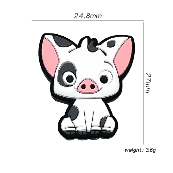 20Pcs Silicone Focal Beads Small Cow Front Facing