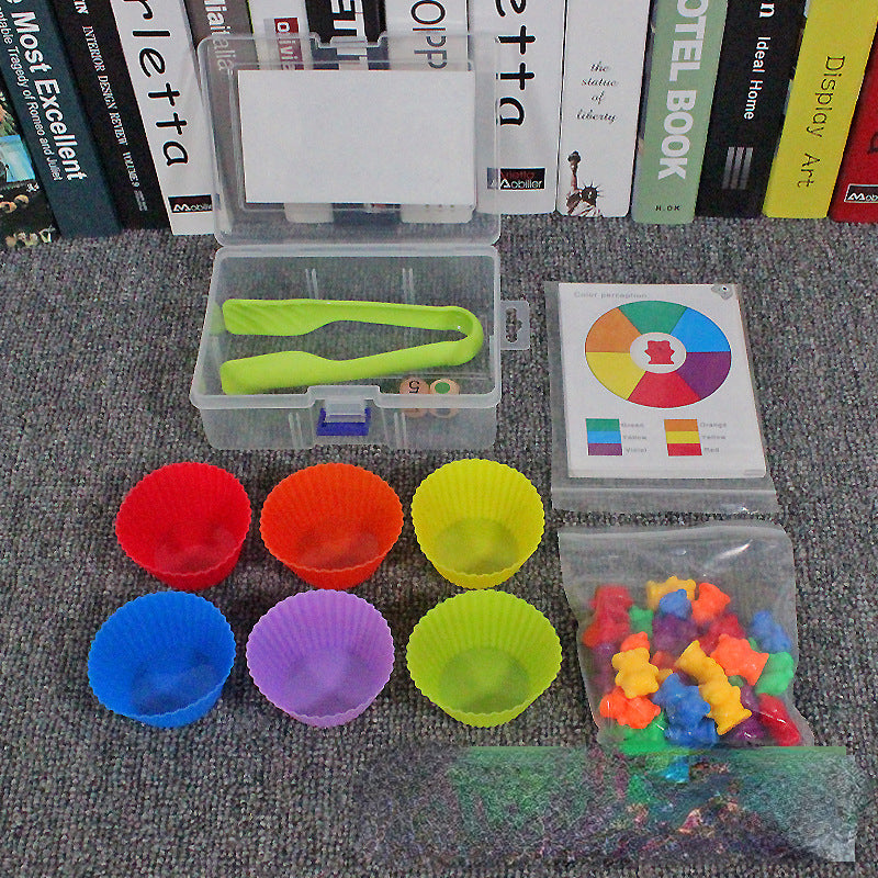 Color Sorting Montessori Toys Wooden Bear Counters for Toddlers 5