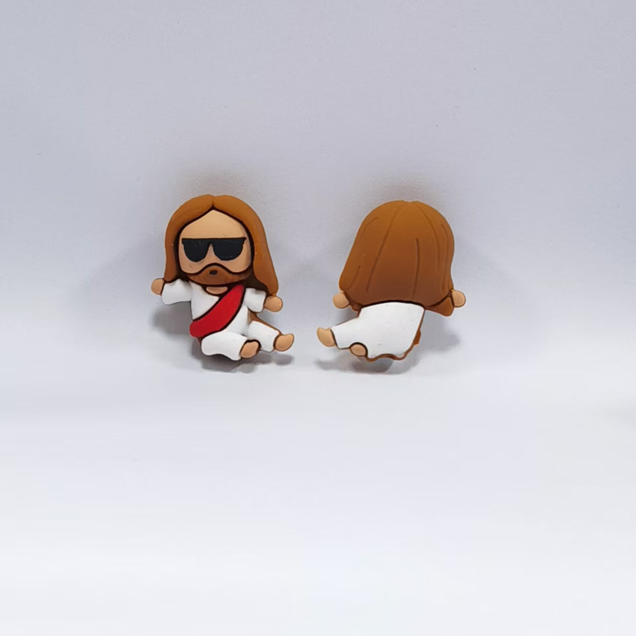 20Pcs Silicone 3D Focal Beads Funny God Wearing Sunglasses Sitting Pose