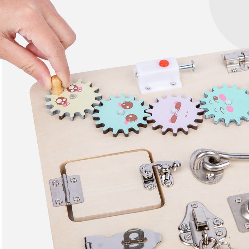 Wooden Montessori Busy Board Fine Motor Skills Toy for Toddlers 14