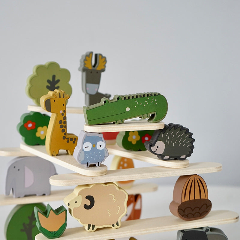 Wooden Animal Building Blocks Balance Educational Toy 6