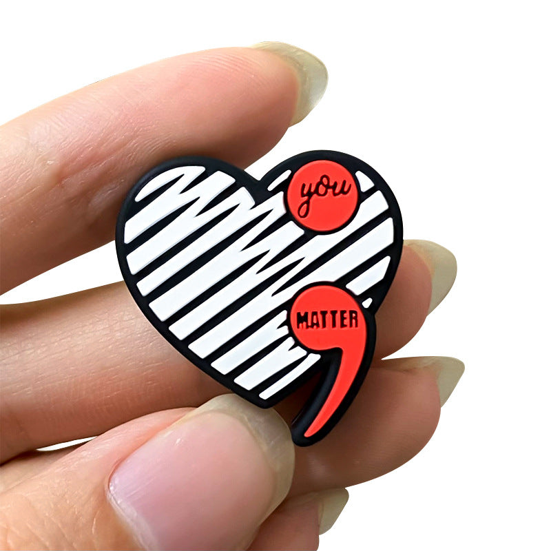 20Pcs Silicone Focal Beads Heart Comma Image Front Facing 5