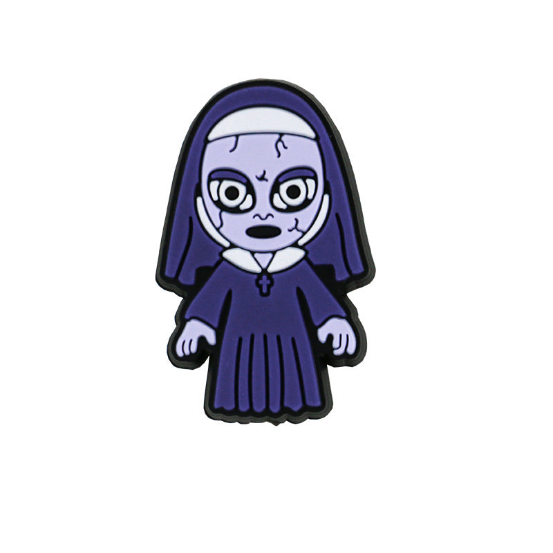 20pcs Silicone Focal Beads Halloween Purple Nun Cracked Face 4