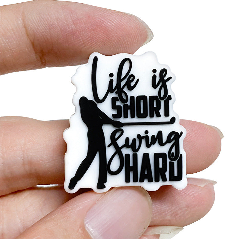 20Pcs Silicone Focal Beads Golf Boy Irregular Shape Design 5