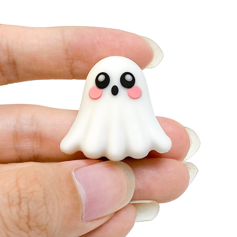 20Pcs Silicone 3D Focal Beads Halloween Pet Ghost Front Facing 5