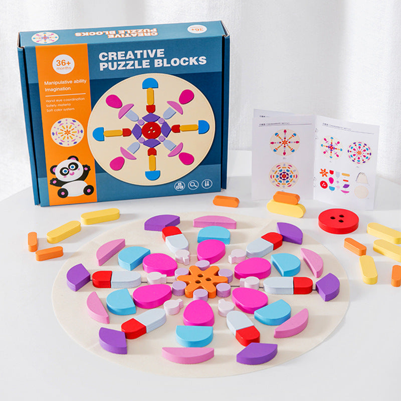 Wooden Three-Dimensional Puzzle Building Blocks Montessori Toy 5