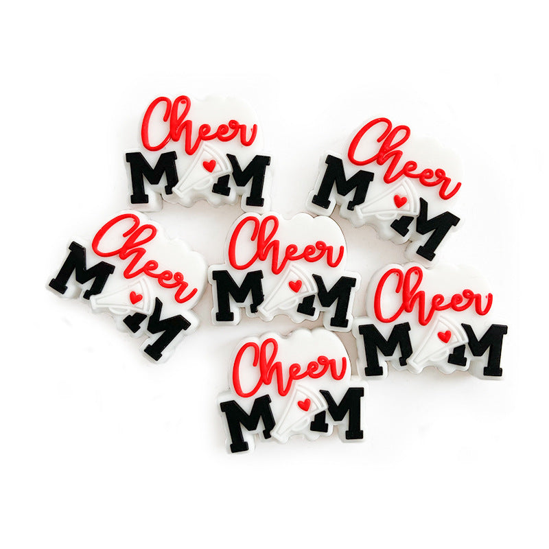 20pcs Silicone Focal Beads Letter Mom Cheer Megaphone Detail 4