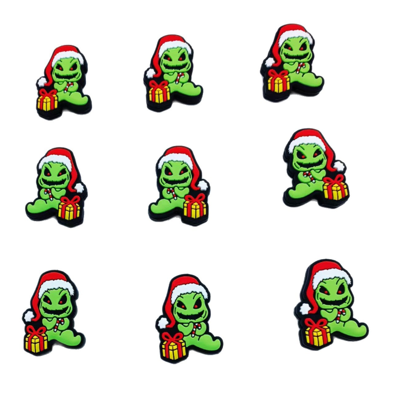 20Pcs Silicone Focal Beads Christmas Halloween Green Furry Character Scowling Face 5