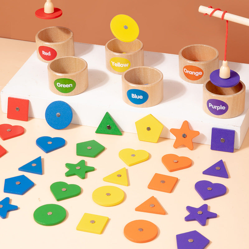 Wooden Magnetic Fishing Montessori Toys Color Pairing 17x11x4.4cm 6