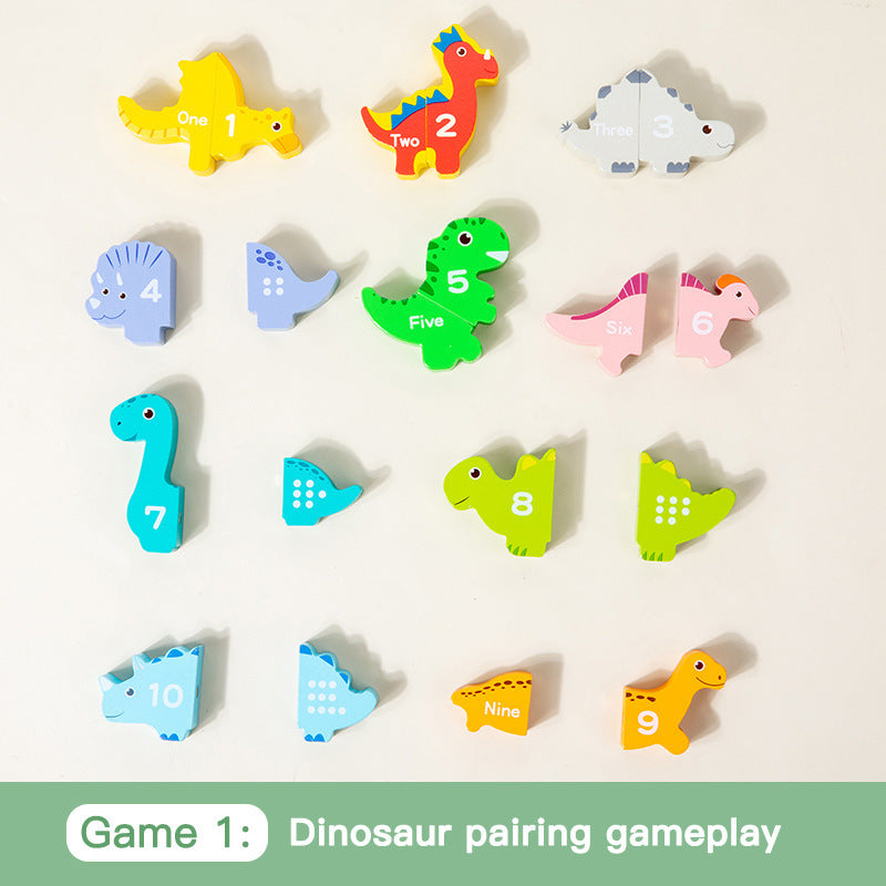 Wooden Magnetic Dinosaur Balance Building Blocks Educational Toy 4