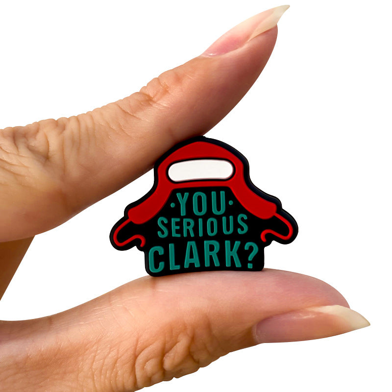 20Pcs Silicone Focal Beads Christmas Series Work Hats With Printed Text 5