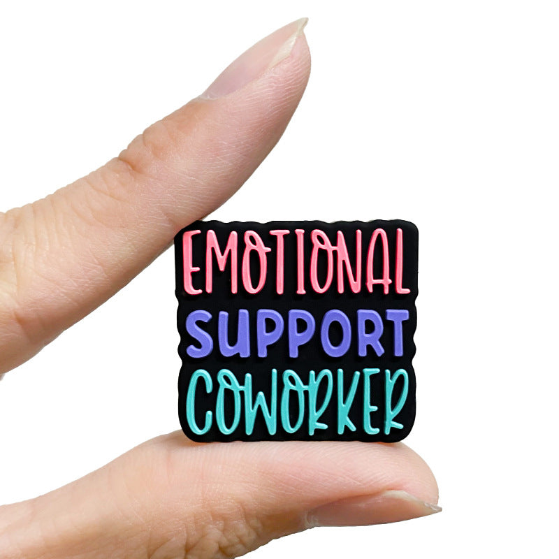 20pcs Silicone Focal Beads Emotions Text Block Design 5