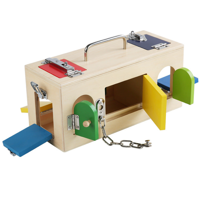 Wooden Key Lock Box Montessori Toys for Toddlers 32.5cm 4