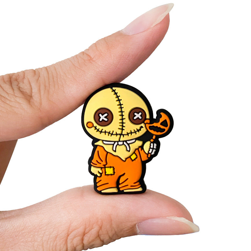 20pcs Silicone Focal Beads Halloween Creativity Yellow Character Holding Candy 5