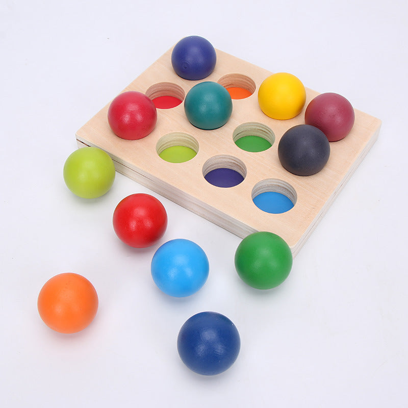Wooden Montessori Toys Color Sorting Ball Set for Toddlers 12 Pieces 6