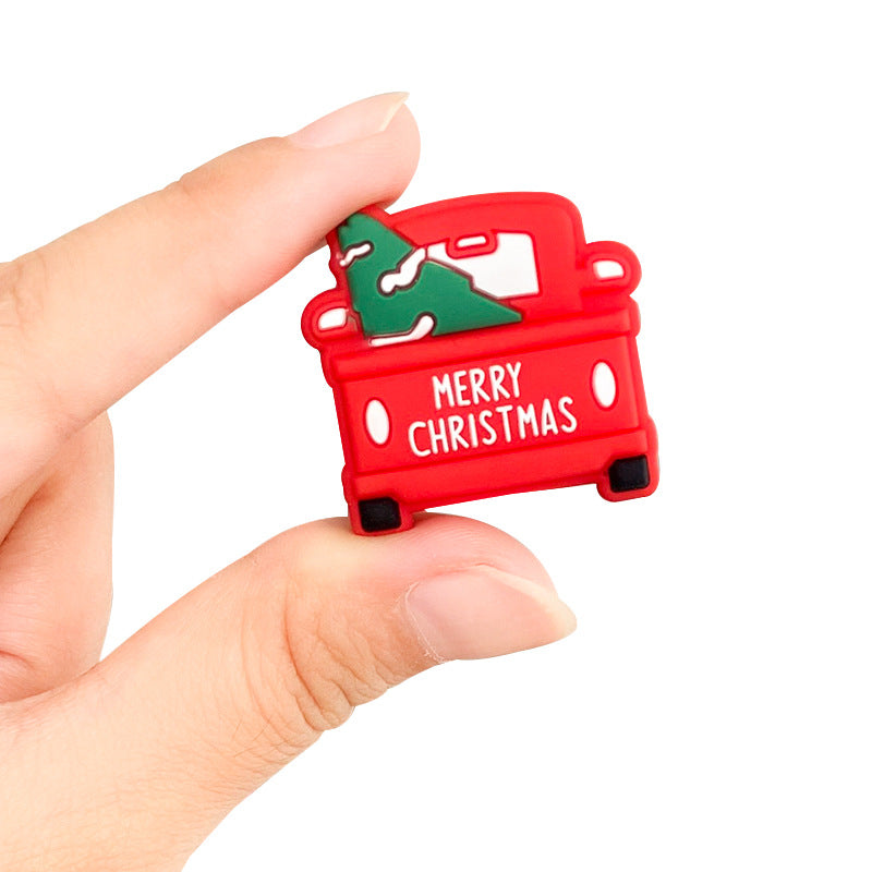 20pcs Silicone Focal Beads Christmas Car Merry Christmas Text 2