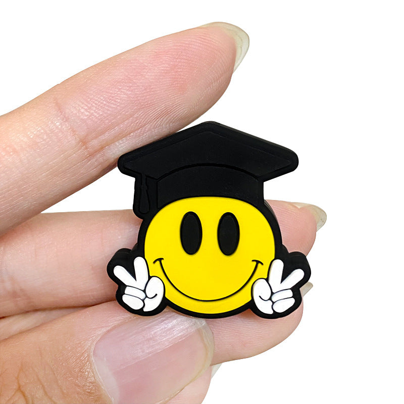 20Pcs Silicone Focal Beads Smiling Face Wearing Doctor Hat 5