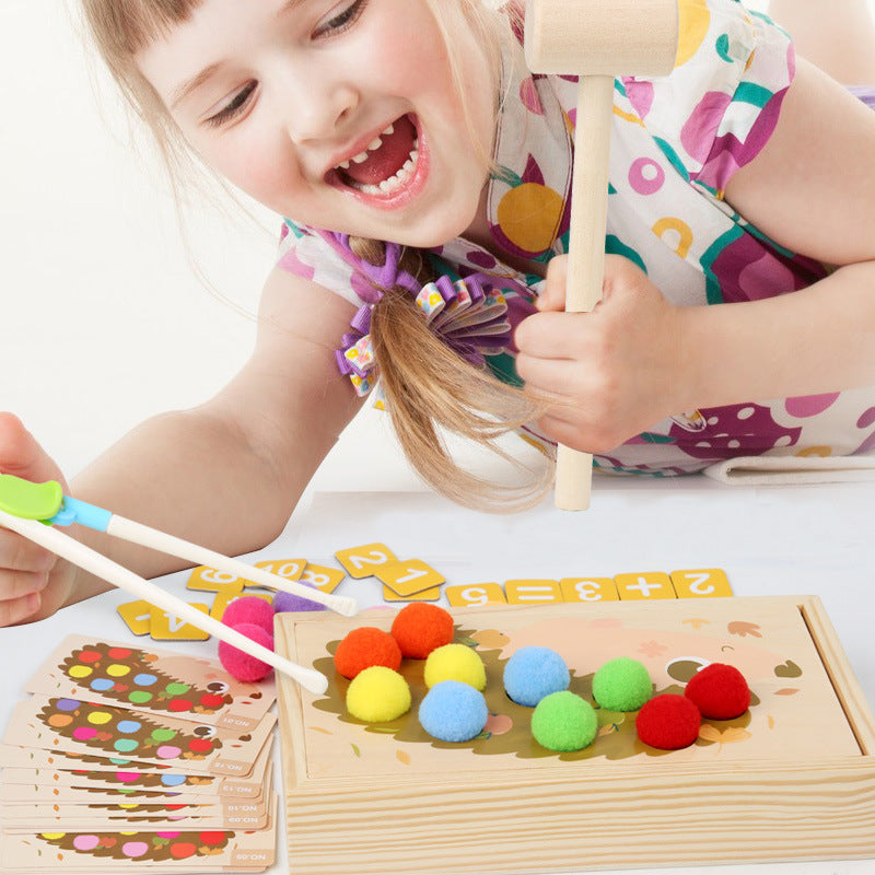 Wooden Montessori Toys Rainbow Clip Beads Fine Motor Skills 3