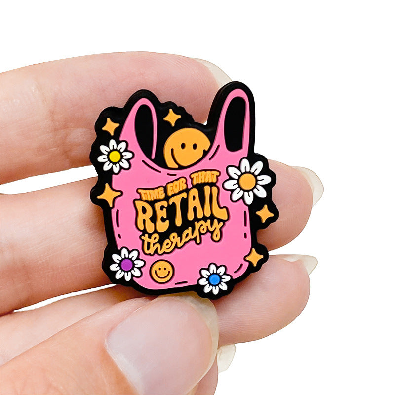 20Pcs Silicone Focal Beads Tote Bag Smiley With Text Retail Therapy 5