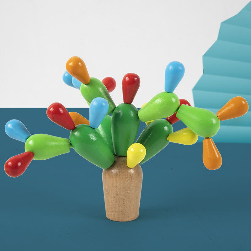 Wooden Cactus Building Blocks Educational Montessori Toys 3