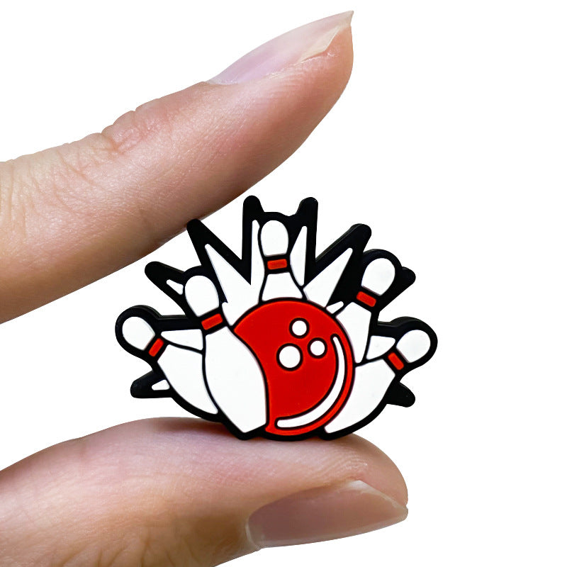20Pcs Silicone Focal Beads Bowling Ball with Pins Cluster Design 5