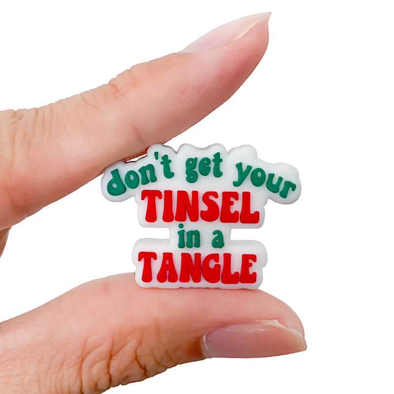 20Pcs Silicone Focal Beads Don t Get Your Tinsel In A Tangle Printed Text 4