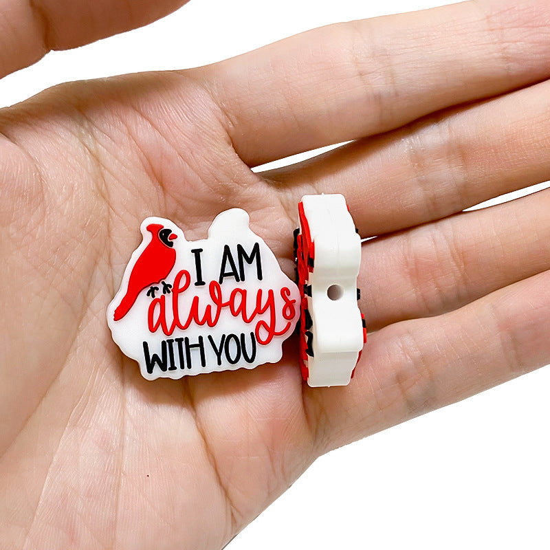 20Pcs Silicone Focal Beads Parrot Animals With Printed Text I AM ALWAYS WITH YOU 5
