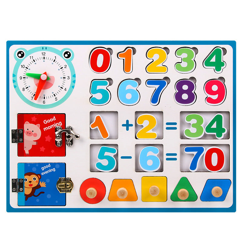 Wooden Montessori Toys Multi-Functional Baby Busy Board 30cm 5