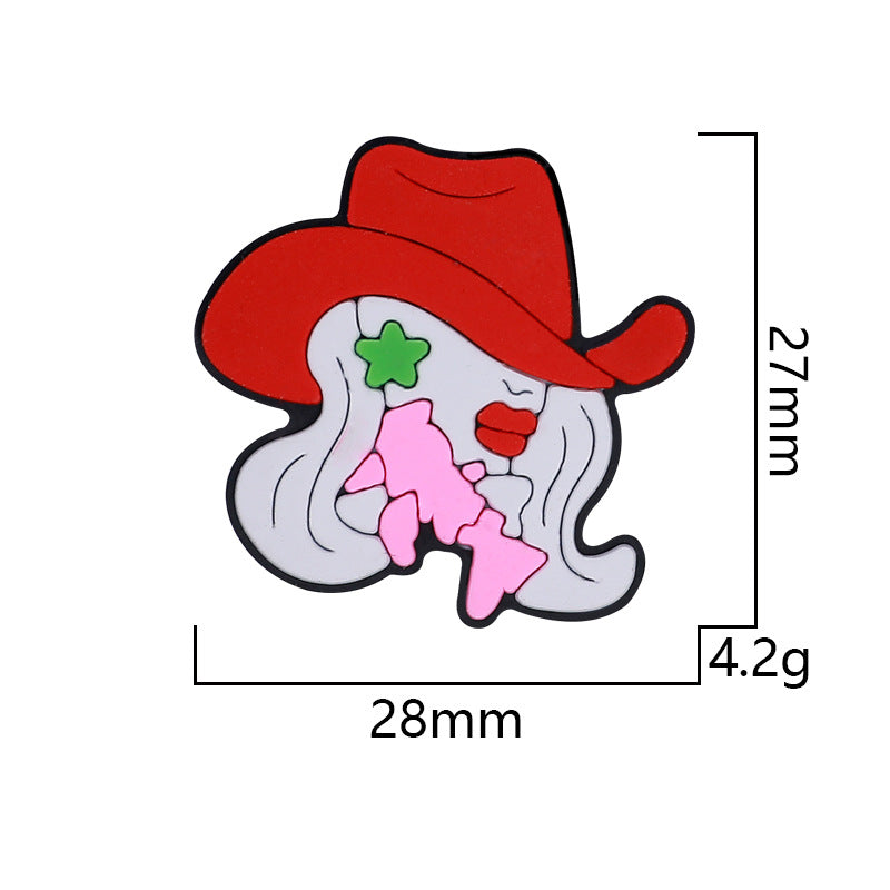 20pcs Silicone Focal Beads Fashion Woman Wearing Wide Brim Hat