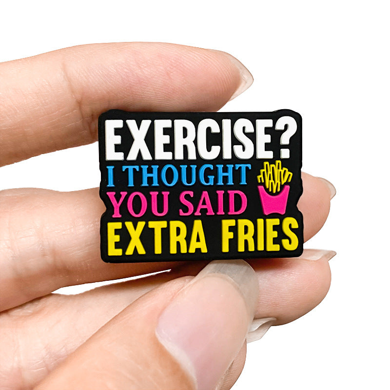 20pcs Silicone Focal Beads French Fries Printed Text Design 5