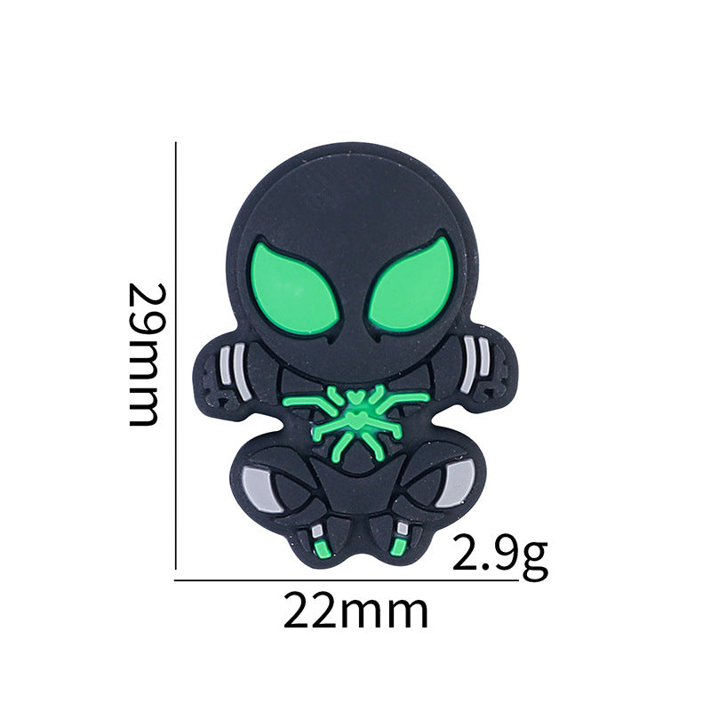 20pcs Silicone Focal Beads Green Alien Character Halloween Theme 6