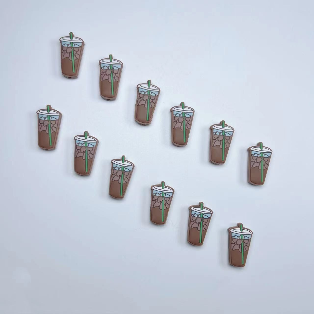 20Pcs Silicone Focal Beads Camel Cartoon Milk Tea Cup Design 5